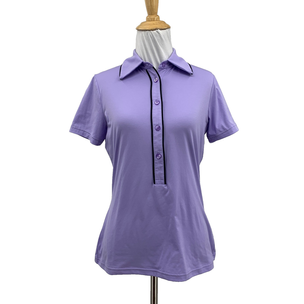 J Lindeberg Polo Shirt Womens Small Lilac Flor Ultra Light Contrast Piping Golf